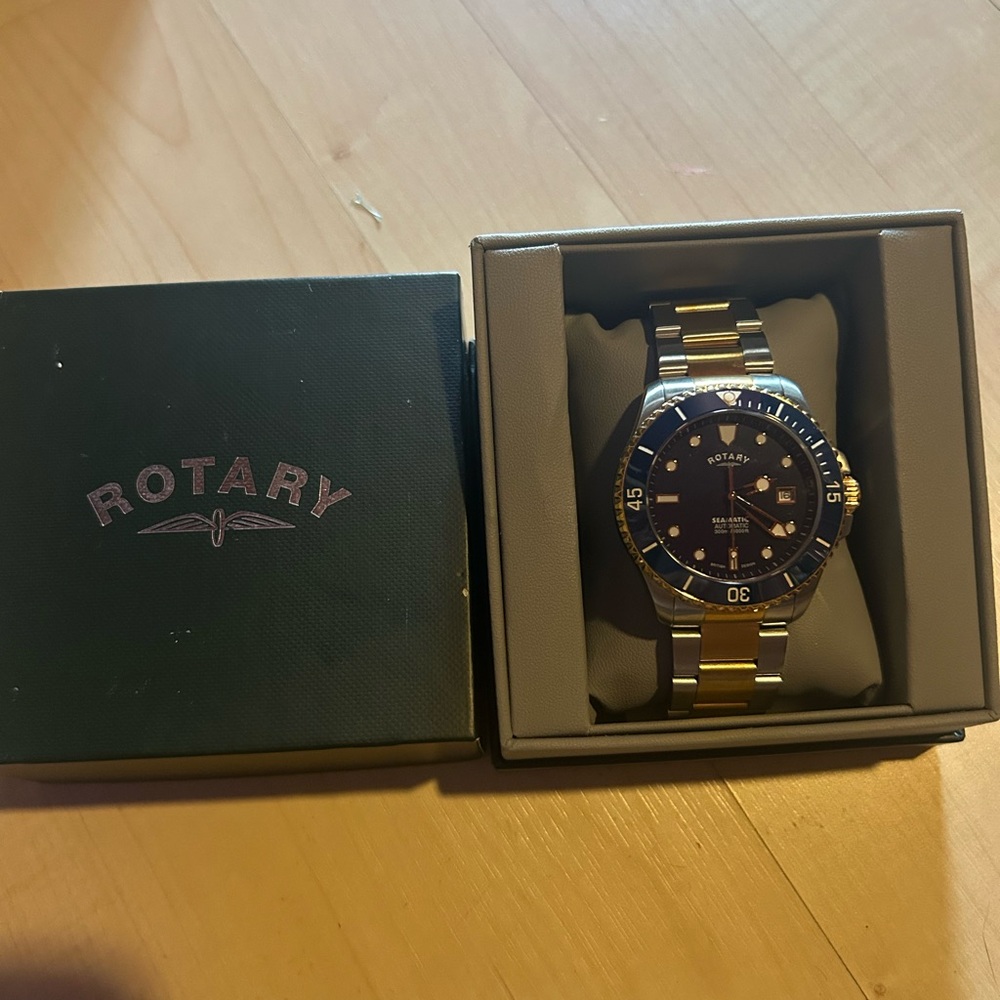 Rotary Men's Two-Tone Watch with Blue Dial